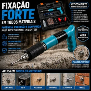 Pistola Fixação Finca Pino Ação Direta Pregos + Maleta Epi Pinador Pregador Grampeador Rebitador De Prego Pressão Manual Ferramenta Para Drywal Gesso Concreto Aço Parede Forro Pvc Grampo Kit Premium - Imagem 4