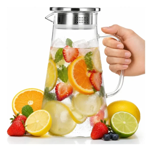 Jarra De Vidro Borossilicato 1,65l Tampa Inox