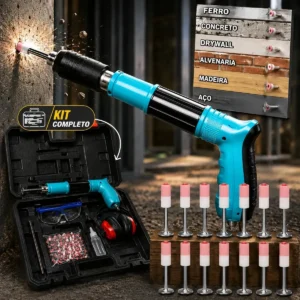 Pistola Fixação Finca Pino Ação Direta Pregos + Maleta Epi Pinador Pregador Grampeador Rebitador De Prego Pressão Manual Ferramenta Para Drywal Gesso Concreto Aço Parede Forro Pvc Grampo Kit Premium - Imagem 8