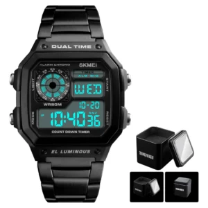 Relógio Skmei 1335 Masculino Digital de Aço Inoxidável com Alarme e à Prova D'água - Imagem 1
