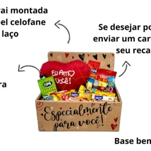 Cesta Com Chocolate E Coração De Pelúcia Presente - Imagem 4