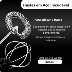 Mixer Elétrico Portátil 2 em 1 Recarregável Potente Misturador de Bebidas e Ovos 3 Velocidades Usb Batedor e Fue Fouet Marca Woosh - Imagem 6