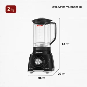 Liquidificador Pratic Turbo III, Mondial, 550W - L-93-BG - Imagem 7