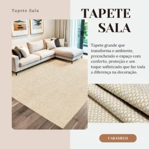 Tapete Sisal Sintético Com Algodão Grande Antiderrapante Lavável Bege Natural De Tear - Imagem 5
