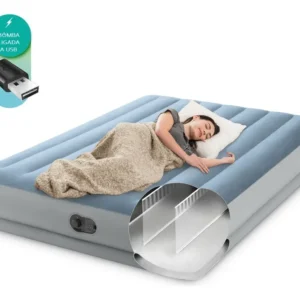 Colchão Inflável Casal Queen Com Bomba Embutida Usb Intex 64159 Azul - Imagem 1