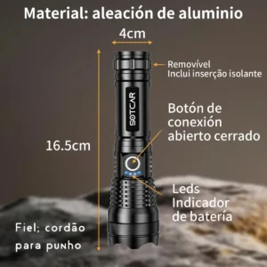 Lanterna Tática Mais Forte Do Mundo T9 Potente Recarregável - Imagem 8