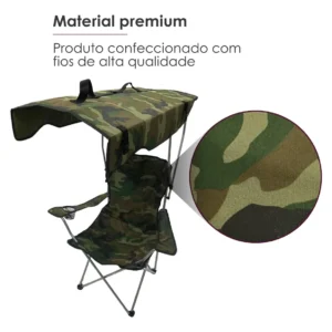 Cadeira Dobravel Camuflada Pescador Com Teto Porta Copos - Imagem 4
