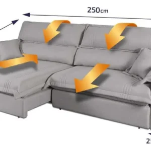 Sofá Retrátil Reclinável 2,50m Nivus Cinza Molas Ensacadas - King House - Imagem 5