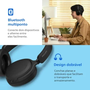 Headphone Philips Bluetooth E Energia Para 55h Tah2300bk/00 Preto - Imagem 5