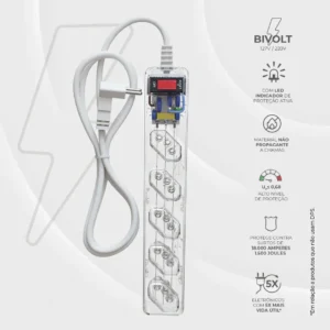 Protetor Elétrico Clamper iCLAMPER Energia 5 com Tecnologia LCF para 5 Tomadas - Imagem 2