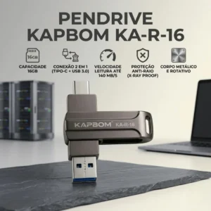 Pen Drive 16gb Otg Tipo C Usb 3.0 Metálico Alta Velocidade Chumbo Kapbom - Imagem 2