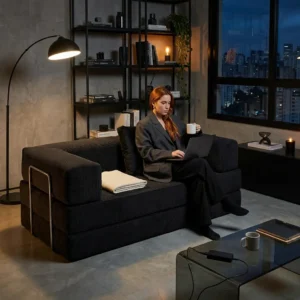 Sofa Cama Flowin Modular Cotelê Retrátil Vai Na Caixa Inflow - Imagem 4