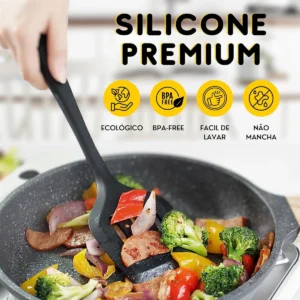 Lumai Kit de Utensilios de Cozinha de Silicone Maciço Miami Premium - Conjunto com 10 Peças Livre de BPA - Jogo com Espatulas Pegador Conchas Colheres Batedor de Ovos - Tamanho Grande e Pegada Firme - Imagem 3