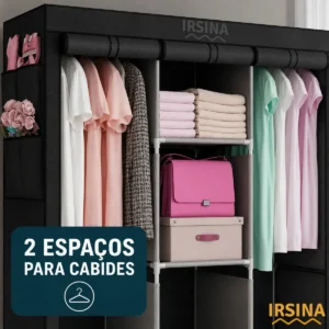 Guarda Roupa Dobrável Organizador Colmeia Preto 8 Prateleiras IRSINA - Imagem 6