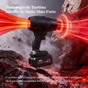 Soprador 48v Turbo Portátil Com 2 Baterias Potente Preto - Imagem 8
