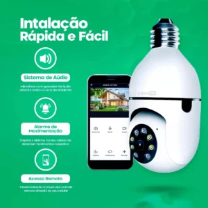 Câmera Lampada De segurança Casenn Ip Wifi Com Visão Noturna Interna Externa App Yoosee Espiã 360º Cor Branco - Imagem 5