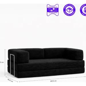 Sofa Cama Flowin Modular Cotelê Retrátil Vai Na Caixa Inflow - Imagem 3