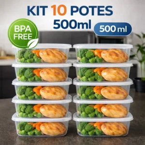Kit 10 Potes Transparentes 500ml Bpa Free Microondas Freezer - Imagem 2