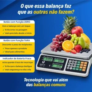 Balança Comercial 40kg Display Duplo Digital Hw Cálculo De Preço E Bateria Recarregável Para Mercado Cozinha Açougue - Imagem 4