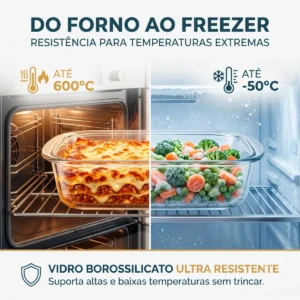Kit 3 Pote De Vidro Marmita Hermético 370, 640ml, 1040ml Freezer Fitness Vitrex - Imagem 4