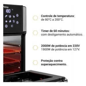 Air Fryer Oven Philco 15l Painel Digital Paf15a Cor Preto - Imagem 5