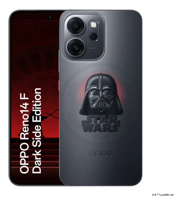 Smartphone Oppo Reno 14F 5G Dark Side Edition 256GB 24GB Ram (12GB + 12GB Virtual Ram) Bateria 6000 mAh Câmera AI 50MP NFC IP69