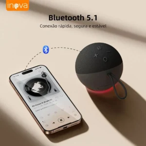 Inova Mini Caixa Caixinha De Som Bluetooth Portátil, Potente Tws Com Rádio Fm E Luzes Rgb, Ipx6 À Prova D'água, Longa Duração Caixa De Som Bluetooth - Imagem 8