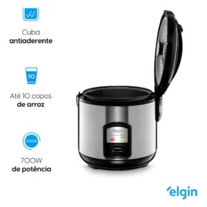 Panela Arroz Eletrica 10 Xicaras Inox 700w Rizzo Elgin - Imagem 5