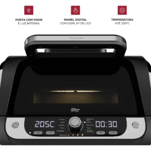 Fritadeira Elétrica Air Fryer WAP Cozinha Barbecue com Painel Digital e 12 Funções Preto e cinza - Imagem 6