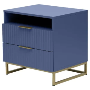 Mesa De Cabeceira Ondulada Azul Westwing Laca Semi-fosca Azul - Imagem 1