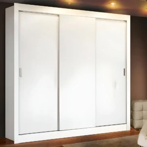 Guarda Roupa Casal Madesa Mônaco 3 Portas De Correr Cor Branco 109309 - Imagem 1
