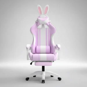 Cadeira Gamer Python Fly Lilás Rosa com Orelhinhas de Coelho Reclinável - Imagem 7