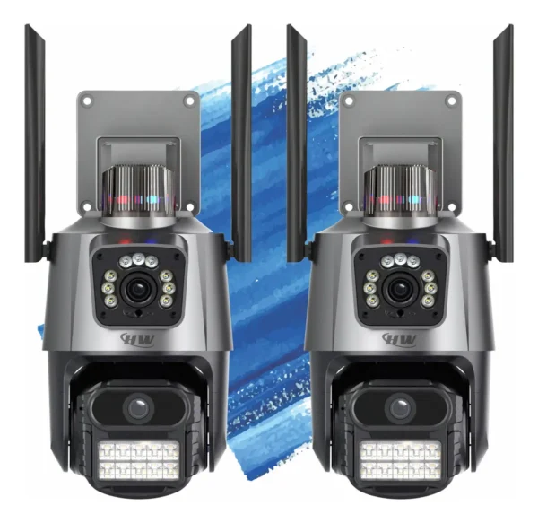 Kit 2 Câmeras De Segurança Hw Ip Wi-fi 6mp Lente Dupla Visão Noturna 355° Detecção De Movimento Com App Icsee