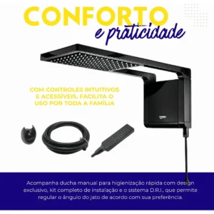 Chuveiro Eletrônico Lorenzetti Acqua Storm Ultra Preto 7800W 220V - Imagem 7