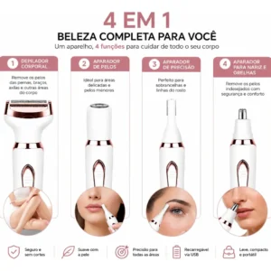 Depilador Elétrico Feminino 4 Em 1 Aparador De Pelos - Imagem 5