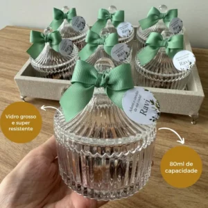 Kit 20 Mini Bomboniere De Vidro Potiche Lembrancinha Comunhão Batizado Casamento Chá Revelação Vela Aniversário Decoração 9cm Transparente - Bravli - Imagem 7