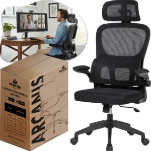 Cadeira Escritório Presidente Ergonômica NR17 Marqs Home Arcanis Preta com Apoio Lombar e Encosto Mesh Premium - Imagem 1