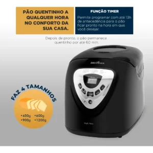 Panificadora Multipane 12P Com Função Timer e Antiaderente Potência de 550W Cor Preto Britânia - Imagem 8