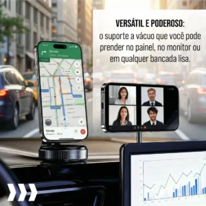 Suporte Celular Magnético Veicular Ventosa Sucção Academia Automotivo 360° Portátil Dobrável Para Mesa Parede Vidro Espelho Painel Fixa Forte Carro Casenn - Imagem 4