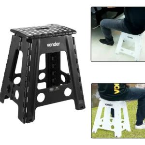 Banqueta Plástica Multiuso Dobrável 45cm 150kg Vonder Preto - Imagem 2