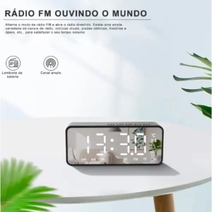 FORESTORY G50 Relógio Digital Despertador Mesa Cabeceira Alarme Rádio Fm - Preto Com Bluetooth, Entrada Auxiliar (aux), Rádio Fm E Usb.Relógio Despertador Rádio Fm Caixa Som Bluetooth Alarme S/fio - Imagem 5