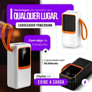 Power Bank 50.000mah Liggi Carregador Usb Portátil Cabo Carregador - Imagem 3