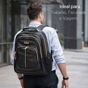 Mochila Couro Executiva Carregador Usb Notebook Reforçada - Imagem 5