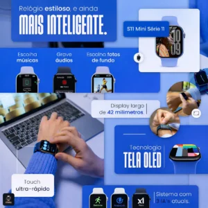 Relógio Microwear Smartwatch S11 Mini Series 11 42mm Whatsapp Gps Nfc 2026 Preto SMARTWATCH ADVANCED PRO - Imagem 3