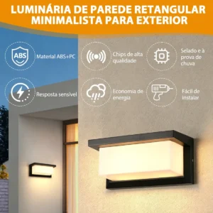 Luminaria Parede Externa Led Retangular Arandela 110v/220v - Imagem 2