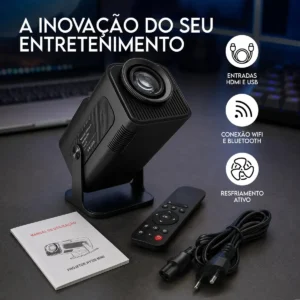Projetor HY320 Davely Smart TV Android WiFi 6 390 ANSI Lumens Full HD Suporte 4K HDMI Bluetooth 85-200 Polegadas Alto Falante Com Controle Remoto Bivolt Portátil Mini - Imagem 4