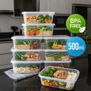 Kit 10 Potes Transparentes 500ml Bpa Free Microondas Freezer - Imagem 1