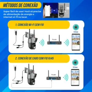 Kit 2 Câmeras De Segurança Hw Ip Wi-fi 6mp Lente Dupla Visão Noturna 355° Detecção De Movimento Com App Icsee - Imagem 6