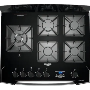 Fogão 5 Bocas Dako Diplomata Glass Style com Frente Espelhada Mesa de Vidro e Grill com Timer e Tripla Chama Bivolt - Imagem 5