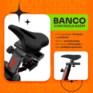 Bicicleta Ergometrica Spinning GoodVision Profissional Para Cardio Fitness Musculação Atividade Física Inercia Cor Preto e Vermelho ate 150kg - Imagem 4